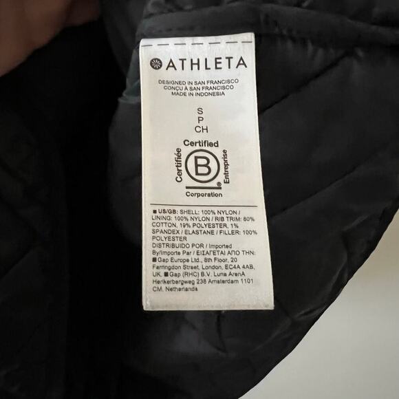 Athleta Jacket Womens Small Black Quilted Mendocino Coat Full Zip Outdoor Winter - Picture 11 of 12